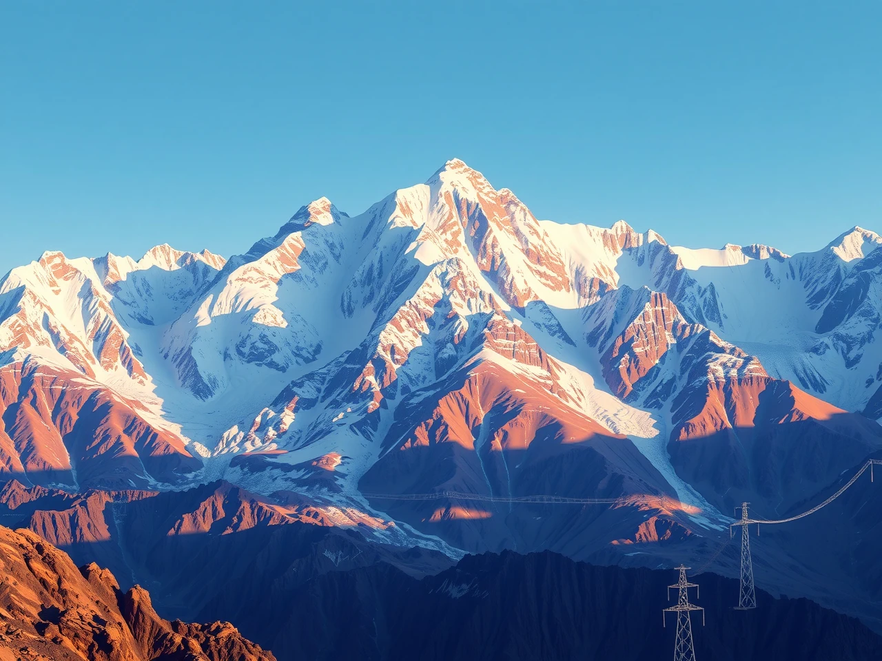 Everest Base Camp trek with snow capped mountains