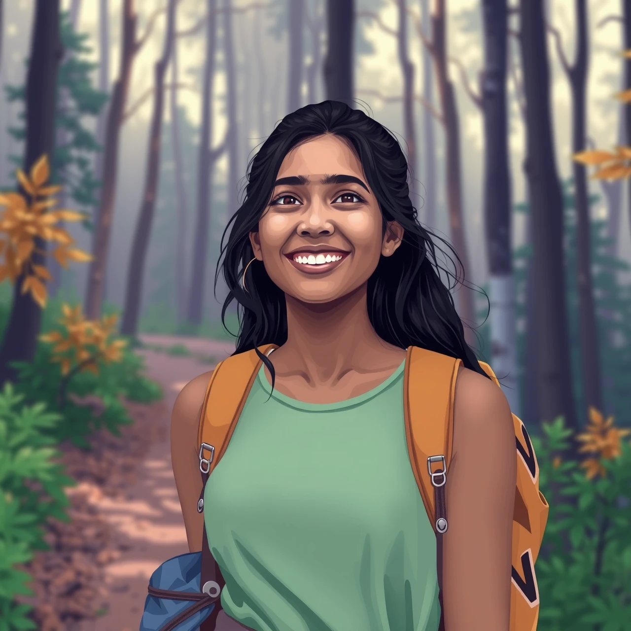 Priya Sharma on forest trail