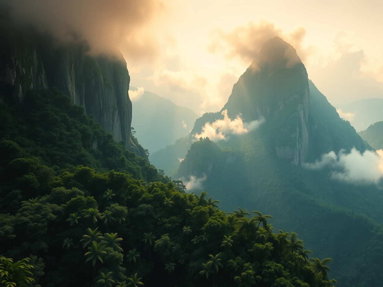 Breathtaking mountain trekking landscape in Southeast Asia
