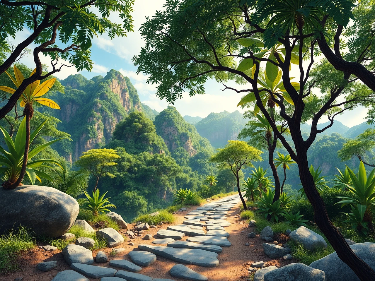 Malaysian mountain trek with jungle canopy